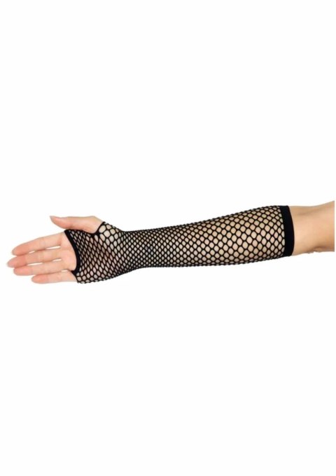 Leg Avenue Triangle Net Fingerless Gloves czarne długie siateczkowe
