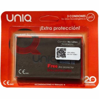 UNIQ Secure Fit prezerwatywy bez lateksu 3 szt. ultracienkie