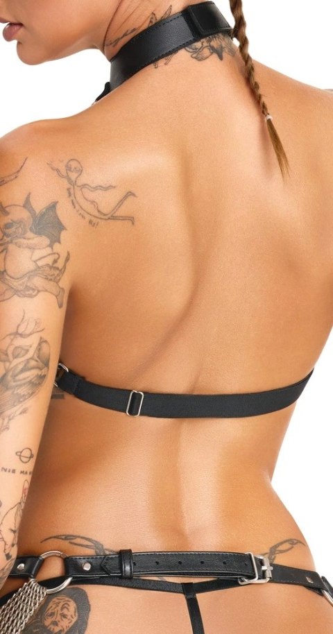 Bad Kitty Harness 3-piece S-L czarny zestaw z łańcuszkami