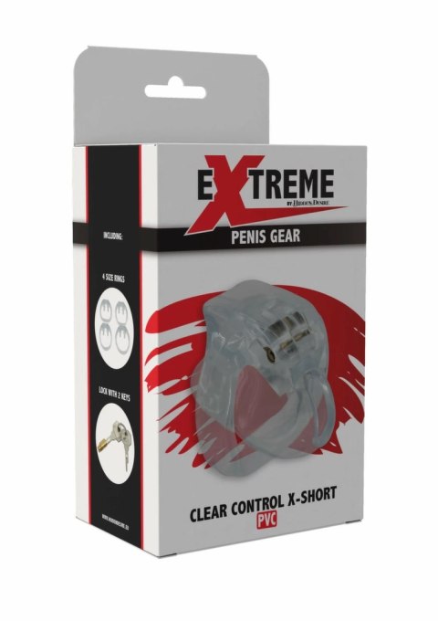 EXTREME by HIDDEN DESIRE Clear Control X-Short - przezroczysta klatka, 4 rozmiary pierścieni