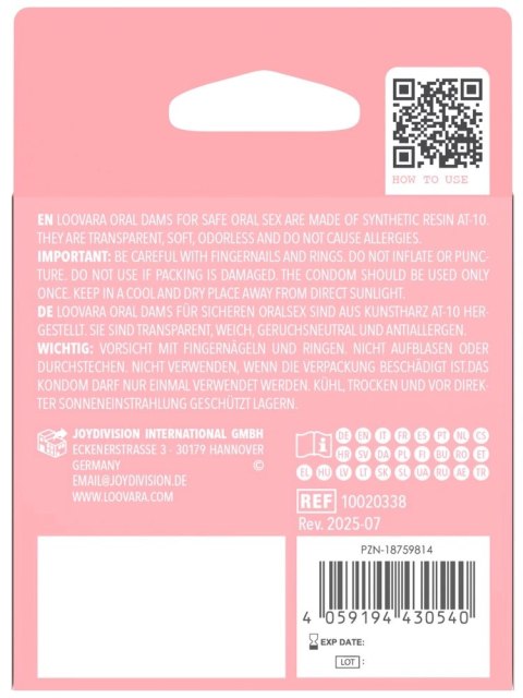 Loovara Oral Dams Pack of 3 - ultracienkie, bezlateksowe osłony ochronne