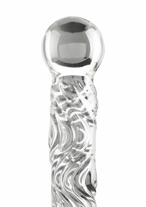 TOYJOY Crystal Leather Whip - szklany uchwyt i skorzane rzemienie 66 cm