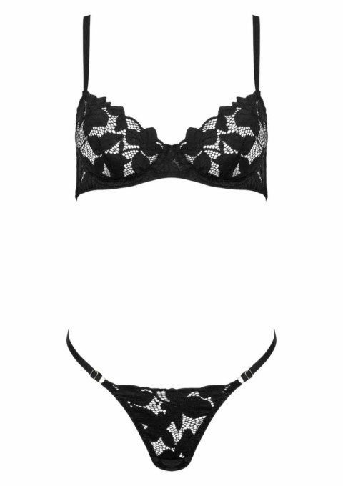 2 Pcs Set TP103 komplet bielizny koronkowej z regulacją, czarny