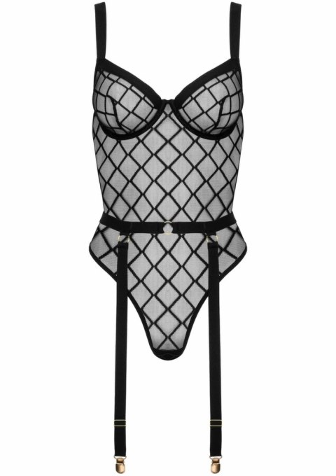 Body BD105 eleganckie siateczkowe z geometrycznym wzorem, czarne