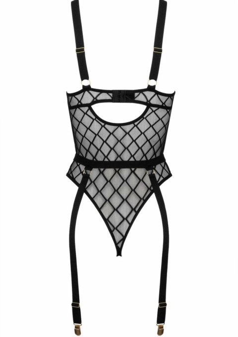 Body BD105 eleganckie siateczkowe z geometrycznym wzorem, czarne