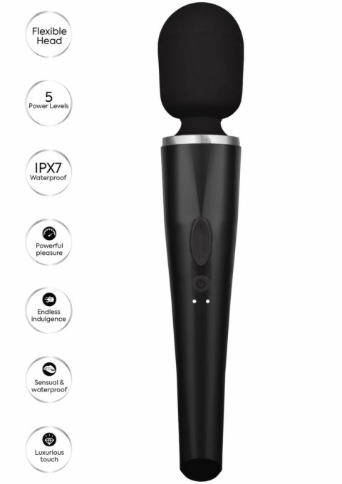 CARESSE Pro Wand Massager 30,6 cm 5 trybow IPX7 silikon czarny