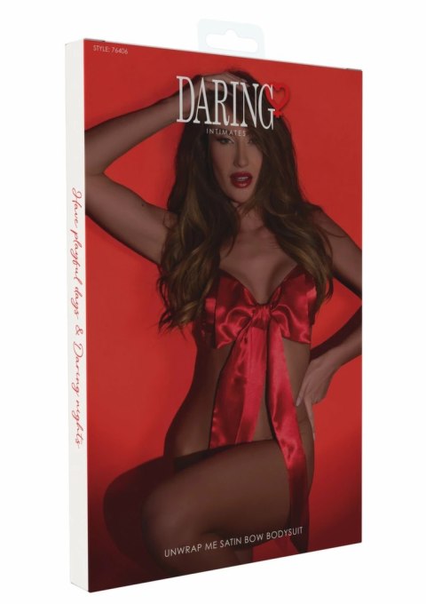 Daring Intimates Unwrap Me Satin Bow Bodysuit czerwony satynowy komplet