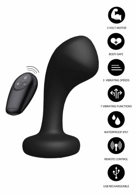 Hidden Desire Bullshead Power Anal Plug model z pilotem, 10 trybow, USB-C, czarny