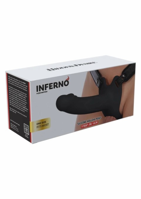 INFERNO Hollow Strap-On silikonowy 16 cm z regulowaną uprzężą