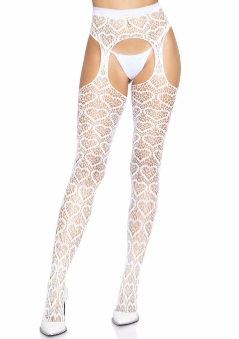 Leg Avenue Heart Net Suspender Hose rajstopy z serduszkową siateczką