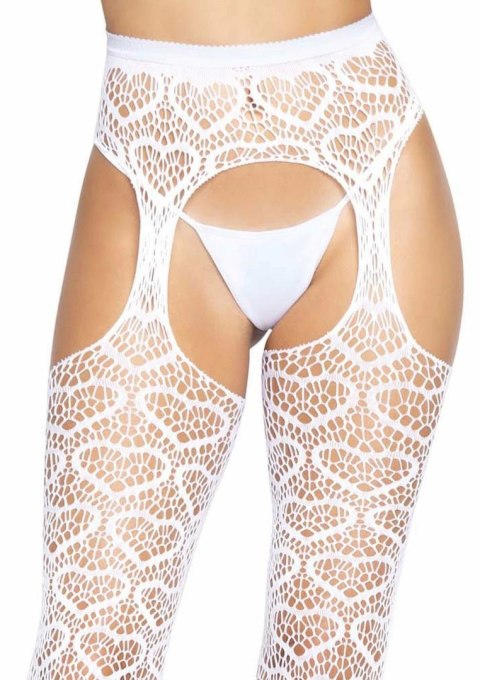 Leg Avenue Heart Net Suspender Hose rajstopy z serduszkową siateczką