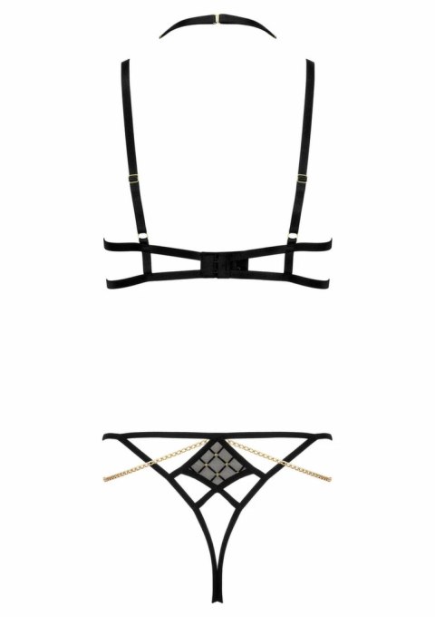 Passion 2 Pcs Set TP101 komplet bielizny z tiulem i złotym haftem