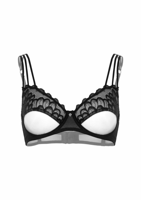 Unlined bra with faux underbust koronkowy biustonosz z diamentowym detalem 90C