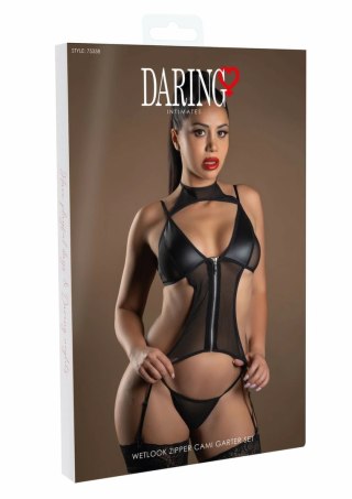 Avanua Wetlook Zipper Cami Garter Set czarny komplet z zamkiem M