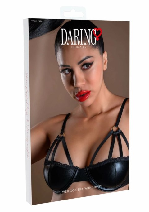 Daring Intimates Wetlook Bra With Straps czarny połysk, regulowane paski