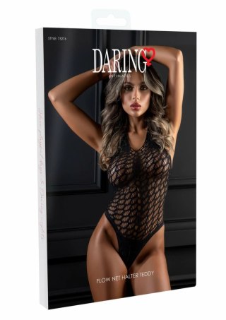 Flow Net Halter Teddy - siateczkowe body z wiązaniem na szyi