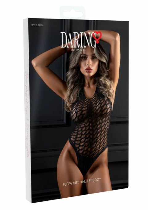Flow Net Halter Teddy - siateczkowe body z wiązaniem na szyi