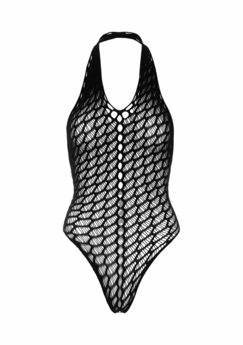 Flow Net Halter Teddy - siateczkowe body z wiązaniem na szyi