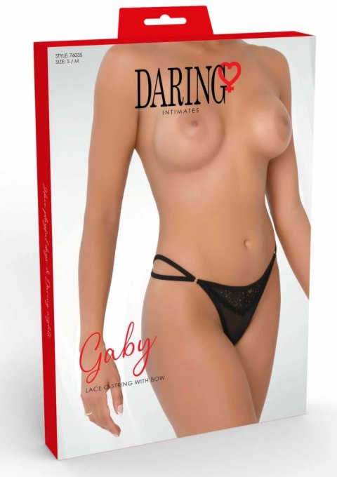 Gaby Lace G-String With Bow - koronkowa stringi z kokardką, czarne