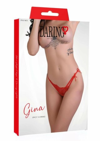 Gina Spicy V-string koronkowe majtki z paskami S/M L/XL czarne