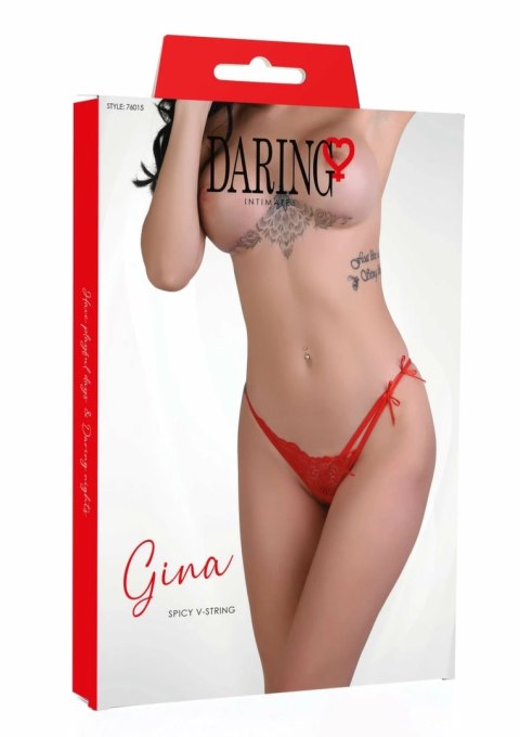 Gina Spicy V-string koronkowe majtki z paskami S/M L/XL czarne