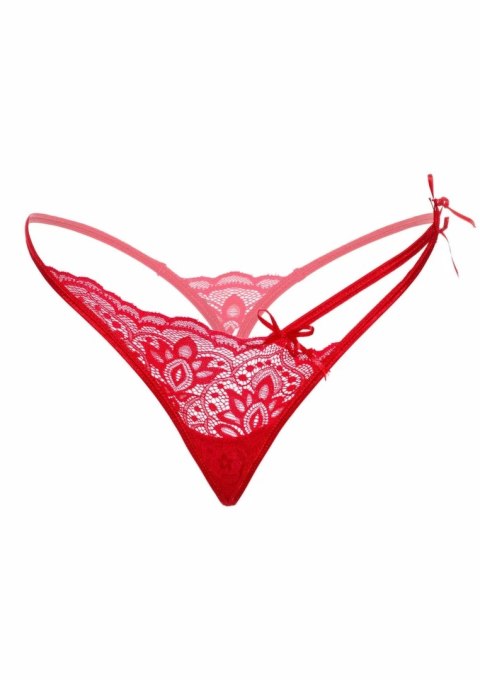 Gina Spicy V-string koronkowe majtki z paskami S/M L/XL czarne