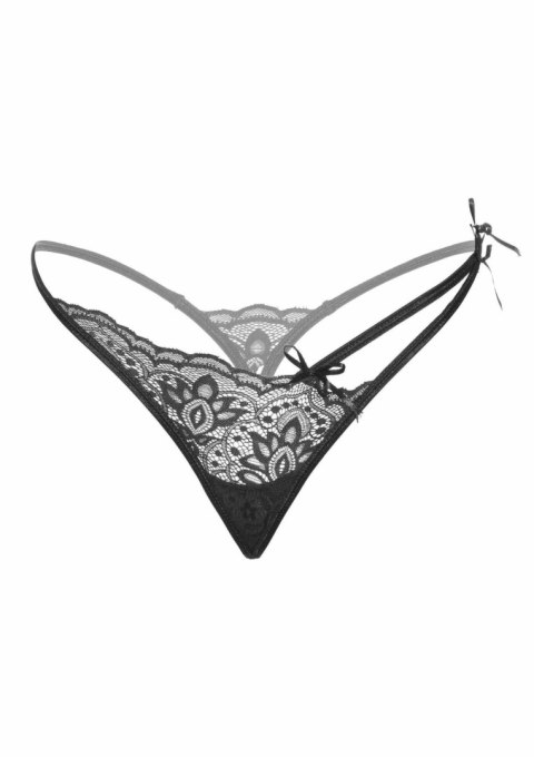 Gina Spicy V-string koronkowe majtki z paskami S/M L/XL czarne