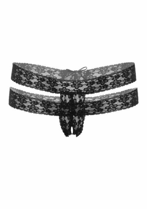 Lucy string bezszwowy z podwojną koronką, otwarty krok, S/M & L/XL