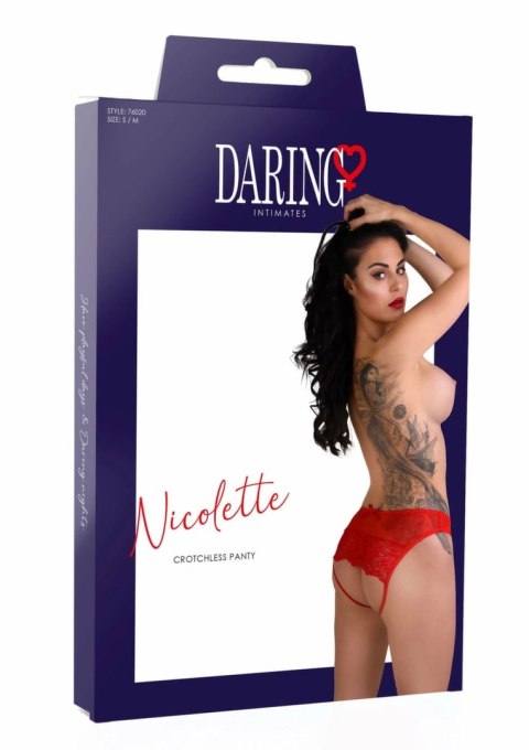 Nicolette koronkowe figi z otwartym tyłem, siateczka, S/M & L/XL