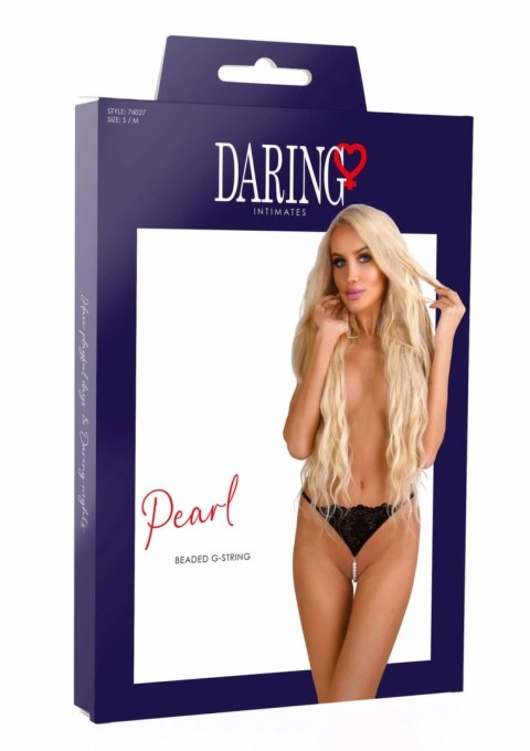 Obsessive Pearl beaded g-string koronkowe stringi z perełkami S/M
