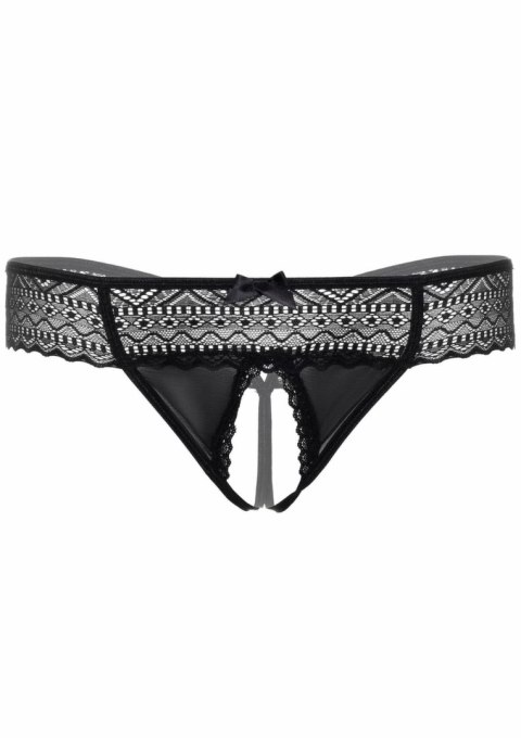 Roxanne string bezszwowy z koronką i wycięciem, czarny S/M L/XL