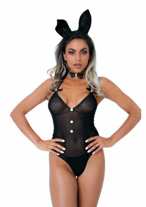 Tuxedo Bunny Roleplay Set - zestaw z uszami i kołnierzykiem, czarny