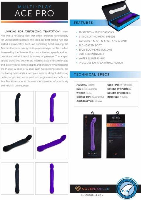 Ace Pro Prostate + G-Spot Vibrator masażer oscylacyjny 10 trybow