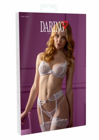Be Mine Bra and Panty Set koronkowy komplet z pasem do pończoch S/M