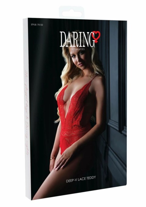 Deep-V Lace Teddy koronkowe body z głębokim dekoltem i sercami