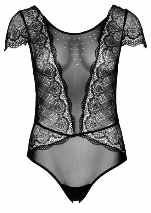 Floral Lace and Mesh Teddy z kryształkami, koronka i siateczka, S/M