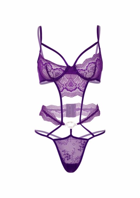 Heart Lace Teddy with Jewel eleganckie body z koronką i ozdobą