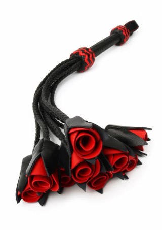 Hidden Desire Genuine Leather Roses Whip elegancki bat z rączką i motywem roż