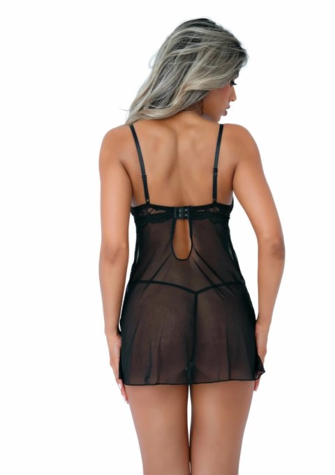 Lace Babydoll and String komplet koronkowy z sercami czarny M/L