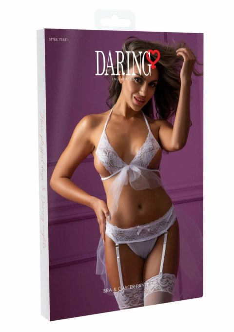 Leg Avenue Bra & Garter Panty Set z tiulowym welonem i kokardkami