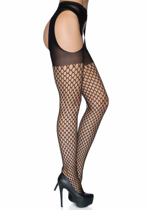 Leg Avenue Oval Net Suspender Hose z kryjącą gorą czarne
