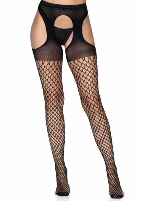 Leg Avenue Oval Net Suspender Hose z kryjącą gorą czarne