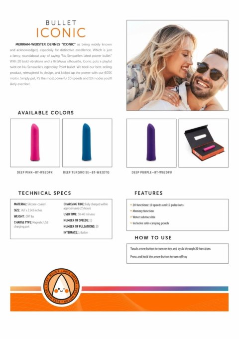 Nu Sensuelle Iconic Bullet 20 trybow - kompaktowy model z mocnym silnikiem