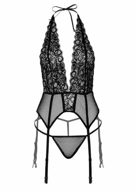 Obsessive Cami Garter and String - koronkowy komplet z pasem do pończoch
