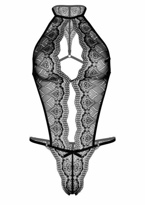 Spicy Heart Floral Lace Teddy z regulowanymi ramiączkami czarny