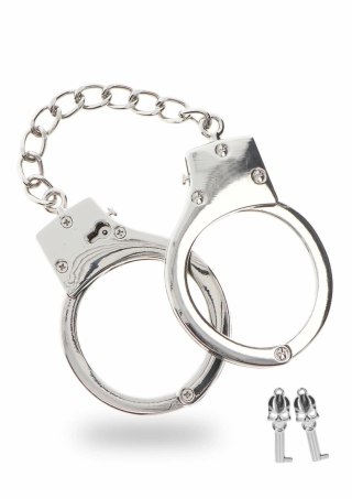 BDSM Heavy Silver Plated - Regulowane kajdanki z kluczykami i pokrowcem