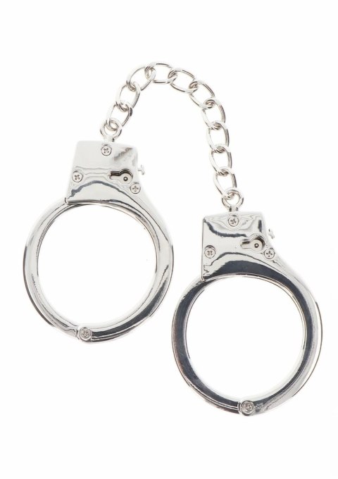 BDSM Heavy Silver Plated - Regulowane kajdanki z kluczykami i pokrowcem