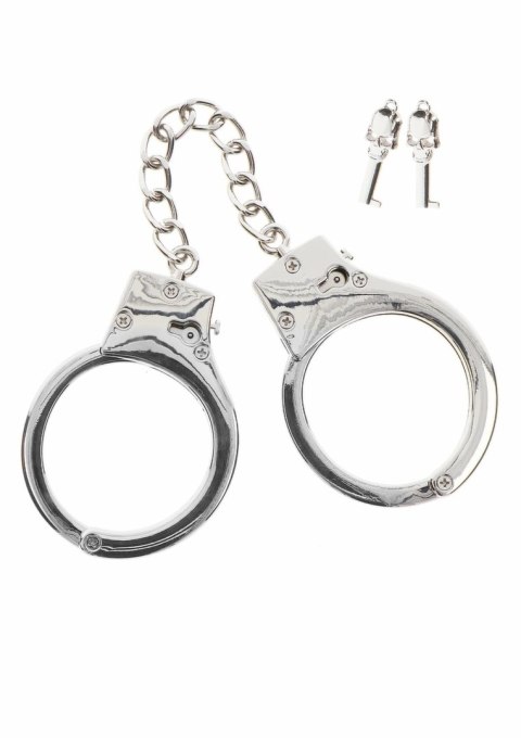 BDSM Heavy Silver Plated - Regulowane kajdanki z kluczykami i pokrowcem