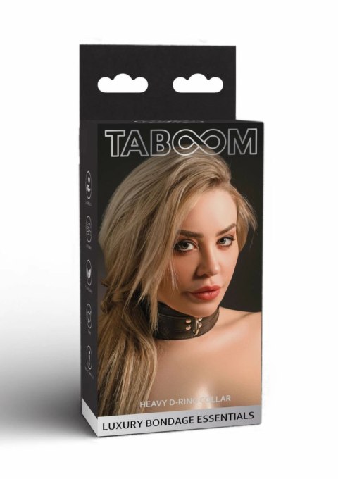 TABOOM Heavy D-Ring Collar regulowany kołnierz z ekoskory czarny