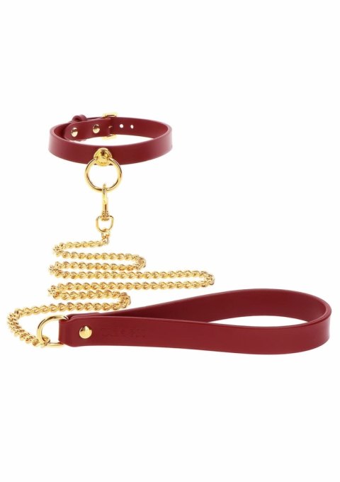 TABOOM O-Ring Collar & Chain Leash - obroża z łańcuchem, czarna, wegańska skora